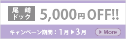 尾﨑ドック5000円OFFキャンペーン（1-3月まで）