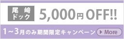 尾﨑ドック5000円OFFキャンペーン（3月のみ期間限定キャンペーン）